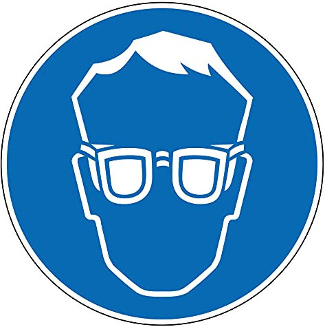 Aufkleber Gebotszeichen Augenschutz benutzen · ø 50 mm | ø 100 mm | ø 150 mm | ø 200 mm · 10 Stück (ø 150 mm)