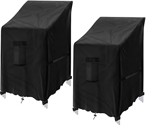 GARPROVM Schutzhülle für Gartenstühle 2 STK, Abdeckung für Stapelstühle Winterfest 64 x 85 x 120cm, Stuhlabdeckung Wetterfest Wasserdicht Abdeckplane für Balkonstühle Sessel