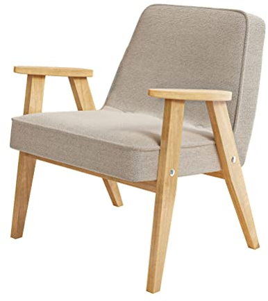 lukmebel Vintage Polstersessel Retro 50er 60er Stil Niedlich Schlichtes Design Flexibel Bequem HR Schaumstofffüllung Stabil 57x70x62cm Eiche Natur Malmo 08