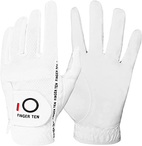 LOVMEAD Golfhandschuhe Herren für Rechte Hand 1 Stück, Allwetter Mikrofaser Rain Grip Golf Handschuh Rechtshänder Schwarz Weicher Komfort Passform Größe M (Weiß- Rechte Hand, M)