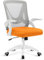 Blisswood Adjustable Office Chair, Desk Chair, Mesh Swivel Chair With 90° Flip-up Armrest Computer Chair With Lumbar Support Adjustable Height (Orange & Grey)