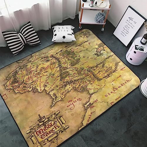 Landkarte In Einer Alten Weltkarte Teppich Kinderteppich Wohnzimmerteppich Schlafzimmerteppich 3D-Gedruckter Superweicher Flanellteppich 140 X 200 cm / 55,1 X 78,7 Zoll -Polyester-Soft-Touch,Leicht Z