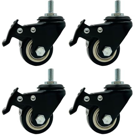 LIKERAINY Ruedas Giratorias Ruedas Giratoria de PE con Freno IC4812A Giro de 360 Rueda con Rosca de Montaje para Muebles Gabinete Armarios Diámetro Ø 50mm Paquete de 4
