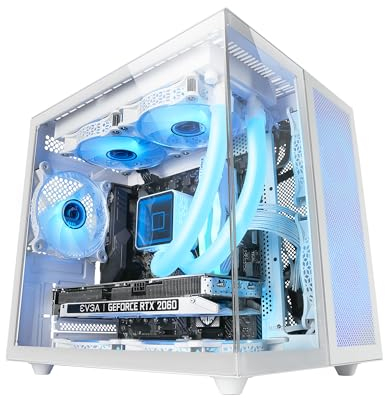 Mars Gaming MC-NOVAM, Case Compatto Custom MicroATX, Vetro Temperato Continuo Doppia Finestra, Telaio Modulare Doppia Camera, Griglia Frontale, Supporto Raffreddamento Liquido, Connettore USB-C,Bianco