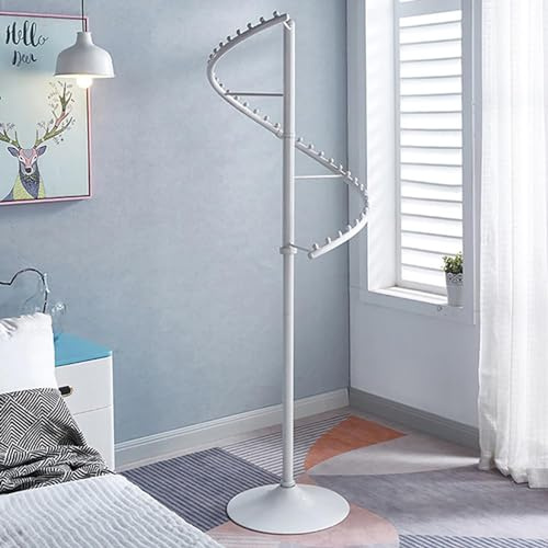 RVUEM Metall KleiderstäNder 71 Zoll Spiral KleiderstäNder KleiderstäNder Moderner Freistehender KleiderstäNder Bodenstehender HäNgender KleiderstäNder FüR Schlafzimmer WohnräUme,Weiß,Height 180cm