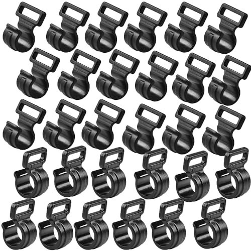 Zeltstangen-Clips, C-Clips für Zelt, Zeltstangen-Befestigungsclips für Outdoor, Camping, Vordächer, Zelte, Zubehör (passend für 9,5 mm Stangen), 30 Stück