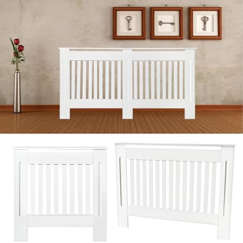 Tall Radiator Cover 82cm High Top Storage Heater Covers, Elegant & Modern MDF Wood White Painted Decorative Heater Cover Cabinet Shelf Living Room Furniture For Home, 78 (L)cm x 19(D)cm x 82 (H)cm