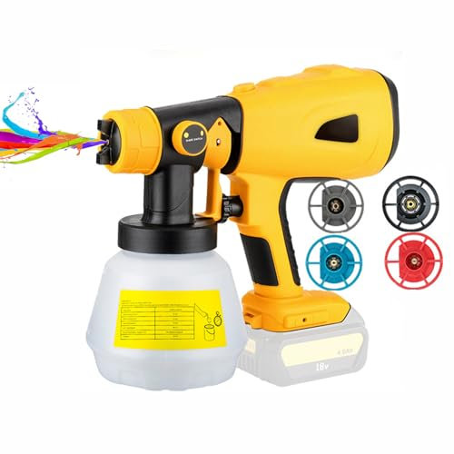 Shkalacar Cordless Paint Sprayer Replacement for DEWALT, Handheld Electric Paint Sprayer RYOBI 20V Max Battery with 1000ML Container for Furniture/Walls/Fence/Ceiling (Battery NOT Included)