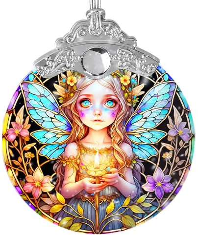Fairy Buntglas Sonnenfänger, Jocidea Fee Ornament, Fee Weihnachtsschmuck, Feiertagsschmuck, Weihnachtsbaumschmuck, Feendekoration, Geschenke für Feenliebhaber