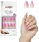 Acrylic Nude French Press-On Nails Kit - Squared Pink Unghie Finte Corte, Dual Form Gel Ricostruzione effetto Unghie, Kit Completo con Colla per Unghie Finte Adesive e Tip in Gel Manicure