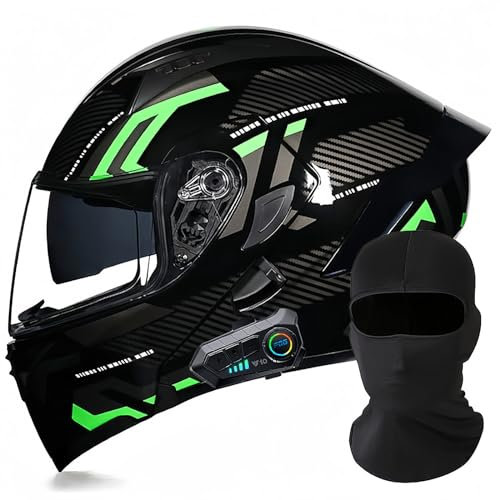 Modularer Motorrad-Bluetooth-Helm, DOT/ECE-Zugelassener, Hochklappbarer, Integrierter Motorradhelm Für Männer Und Frauen Mit Doppelvisier, Integriertem Dual-Lautsprecher 25,XL61~62cm