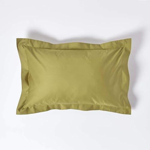 HOMESCAPES 1000 Thread Count Egyptian Cotton Green Oxford Size Pillowcase Pack of 2