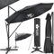 tillvex® Sombrilla Premium 330cm con manivela, cubierta y protección contra el viento, 6 posiciones ajustable con manivela, Parasol de jardín giratoria 360° & inclinable