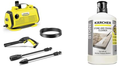 Kärcher K 3 Horizontal Pressure Washer, Pressure: max. 120 bar, Flow Rate: 380 l/h & 62957650 3-in-1 Stone Plug and Clean, Black, Unscented, 1L