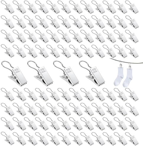 Set di 100 Clip per Tende Multifunzione con Ganci, Tende Anelli con Pinze Robuste Soluzione Versatile Clip Metalliche per Tende per Appendere Tende Foto Tende da Doccia Decorazioni per La Casa