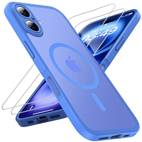 TOCOL für iPhone 16 Hülle für Magsafe, Vollständiger Kameraschutz Stoßfest Kratzfest Transluzente Rückseite Magnetisch Handyhülle für iPhone 16 Case, Ultramarin