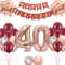 Luftballons 40 GeburtstaKg Frauen Deko, Geburtstagsdeko 40 Jahre Frau Ballon, 40.Burgund Rose Gold Deko Ballon, 40. Geburtstag Deko Set, 40. Geburtstag Frauen Dekoration