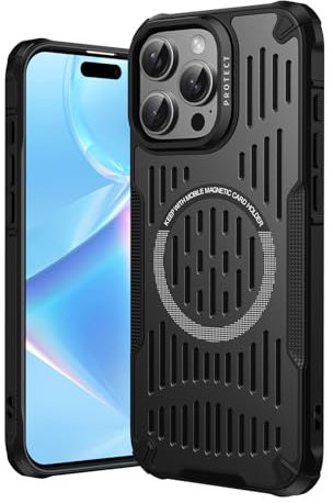AKABEILA for iPhone 12 Pro Max Case Heat Dissipation Cooling Compatible with MagSafe Magnetic Fast Charging Case Shockproof 6.7 Inch Black
