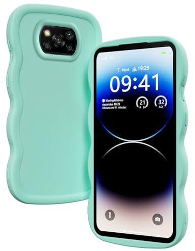 XINYEXIN Funda para Xiaomi Poco X3 Pro/Xiaomi Poco X3 NFC, Carcasa Marco de Ondas Forma Rizado Linda Silicona Líquida Antigolpes Bumper Case Cover - Verde