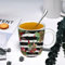 YOIUE Tasse aus Keramik - Große 11oz Tassen 330ml Kaffeetassen mit Henkel, 100% Handbemalt - Trinkgläser mit Griff - Weiß,Vintage Weihnachtsstern Blumen Hintergrund Weihnachten Muster