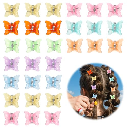 JJUNW 30 Stück Schmetterling Haarspange Klein, Glitzer-Haarspangen, Mini Haarspiralen Clip Haarschmuck für Kinder Frauen (Stil A)