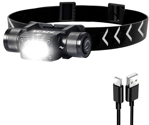 APLOS H340 LED Stirnlampe Wiederaufladbar, 1500 Lumen Superhell Kopflampe mit 5 Modi, Stirnlampe mit Rotlicht, IPX6 Wasserdicht Kompakt für Erwachsene, für Joggen, Camping, Angeln