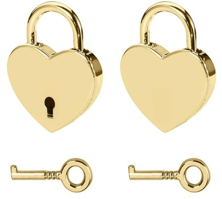 2 Pcs Heart Padlock, Mini Heart Lock with Key, Metal Love Lock for Jewelry Box Storage Box Diary Luggage Bridge