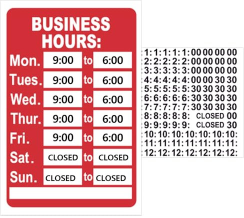 Señal De Horario Comercial Impermeable, Señal De Horario De Atención, Señal De Horario De Apertura, Placa Horario para Tiendas, Horarios de Apertura Adhesivo para Puerta Ventana Restaurantes, Bares