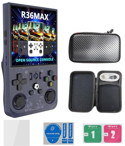 2025 Nouveau R36MAX Retro Console de jeu, portable portable Console de jeux vidéo, 4.0-en 4K HD IPS écran avec 64G intégré 10000 jeux classiques, Open Source Linux System (gris, 128)