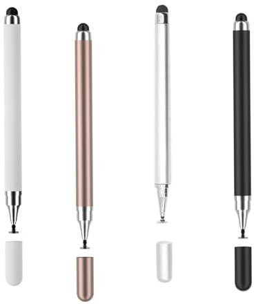 4 Stück Tablet Stift, 2 in 1 Magnetischer Touchscreen Stift, Faser Gummi Disc Stylus Touch Pen für Alle Tablets, Touchscreens Disc Spitze Stylus Pen, (Silber/Gold/Weiß/Schwarz)