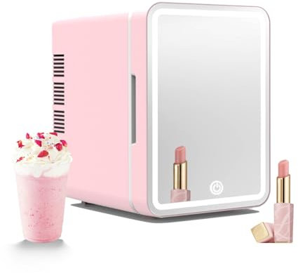 Bonxrdun Mini Skincare Fridge Beauy Cosmetic Fridge with Makeup Mirror 4L,Portable Car fridge for Bedroom, Dorm, Office