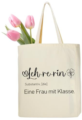 Lehrerin Geschenke Baumwollbeutel Lehrer Einkaufstasche 35 x 42 x 8 cm, Lehrer Abschiedsgeschenk, Geburtstagsgeschenk, Dankeschön Geschenke, Geschenk für Lehrerin Abschied, Geburtstag, Weihnachten