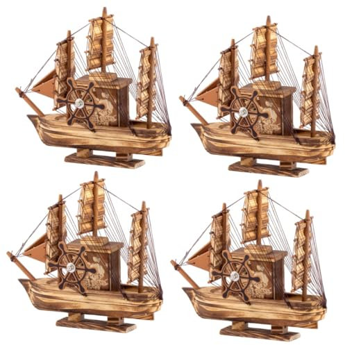 NUOBESTY 4 Stück Segelboot Aus Holz Segelboot Modell Nautisches Bootsmodell Nautisches Dekorative Segelboot Modelle Surfbrett Stranddekor Flugzeug Segelboot Dekoration