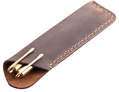 Happyyami Vintage Stiftetui Handgefertigt Schutzhülle Für Stifte Und Schreibgeräte Praktische Aufbewahrung Für Büro Schule Und Zuhause Braun