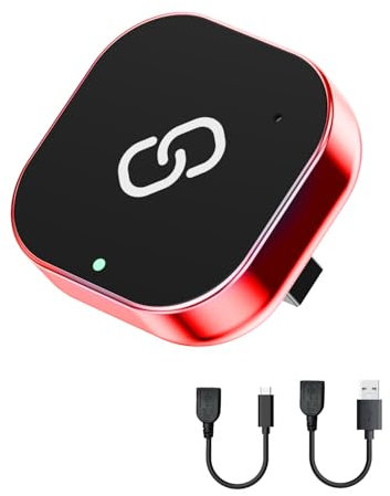 Spedal CarPlay Adaptador inalámbrico para Coche Android, Mini Adaptador inalámbrico CarPlay con Cable USB C/A, Plug and Play, Compatible con iPhone iOS 10+ y Coches con Cable CarPlay (Rojo)