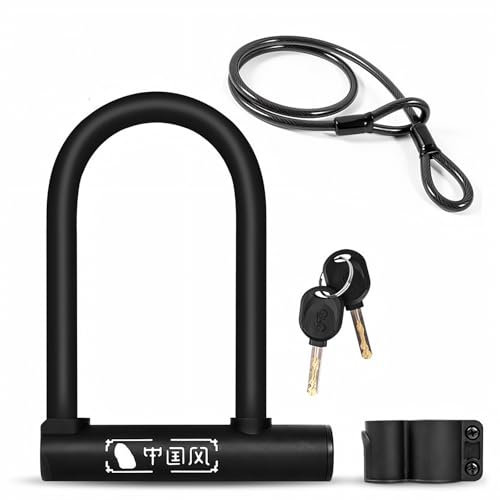 Bike Lock,Anti Theft Bicycle Lock,High Security D Locks for Bicycles,Heavy Duty Locks with 12m Flexible Steel Cable,Sturdy Mounting Bracket & 2 Keys for Road,Electric,Mountain & Folding Bike