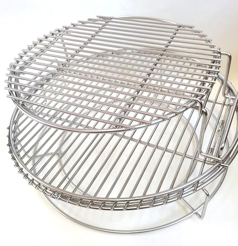 VBOYL 5-teiliges Edelstahl-EggSpander-Kit für Big Green Egg Large,3-Ebenen Stapelbare Grillroste + Conveggtor-Korb + 2 Halbmond-Roste,Über 40 Grillmodi & Kreatives Kochen,Langlebig,Verformungsfrei