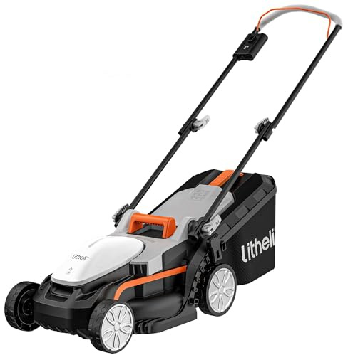 Litheli Akku Rasenmäher 33cm, 30L Fangkorb, 25-65 mm Schnitthöhe, Rasenmäher Elektro, ohne Akku
