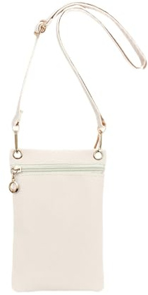 Energather Handy Tasche, Weiches PU-Leder Handy Umhängetasche Damen, Handytasche Zum mit kann getrennt werden Schulterblätter Gürtel für Einkaufen, Verabredungen, Spaziergänge (Cremeweiß)