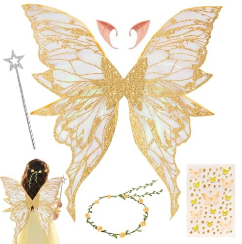 HuaMuDM Ailes de Fée,Ailes de Princesse,Baguettes de Fée Étoile