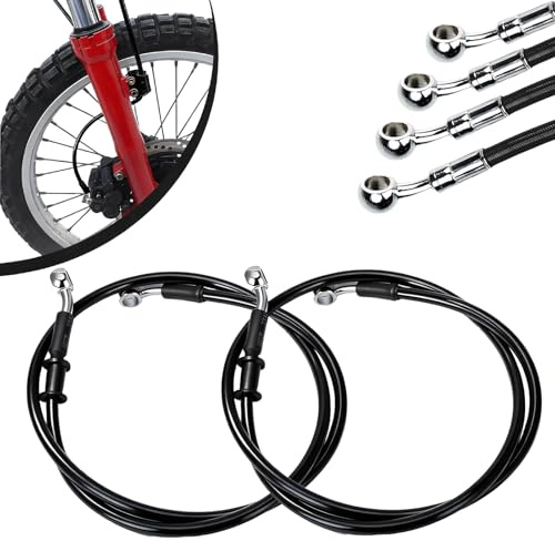 2 Pezzi Tubo Freno Moto, 70cm Tubo Freno Anteriore Posteriore Cavo-Nero | Freno Idraulico Frizione con Guaina Rinforzata per Pit Bike Dirt Bike Enduro Motocross ATV Quad