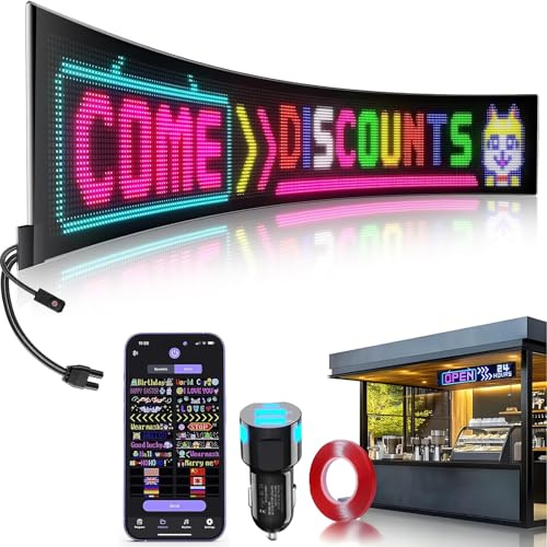 FLAIDO Énormes panneaux LED Enseigne lumineux - 99 x 20 cm Plaque Lumineuse voiture Personnalisé Flexible Affichage LED Programmable App Contrôle pour la Magasin,Vitrine,Faire la fête