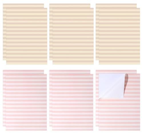 PH PandaHall 12 Sheets 2 Colors Dollhouse Wallpapers 29.5x20.8cm Pink and Orange Stripe Wallpaper Sticker 1:12 Scale Rectangle Self Adhesive Floorboards Paper for Sand Table Building Decoration
