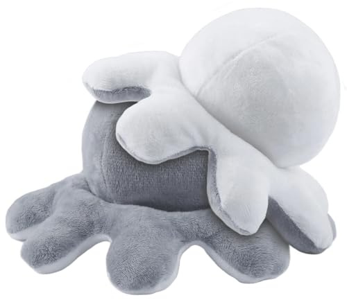 Ainvliya Octopus Plüschtier Spielzeug, Oktopus Plüsch, Stimmungs Oktopus Kuscheltier(Schwarz-Weiß)