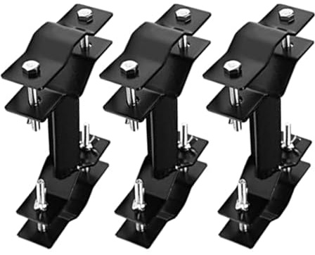 VIRELLO Supporto per ombrellone, confezione da 3 morsetti per ringhiera in acciaio resistente, per patio, balcone, adatto a pali da 1,3-6,1 cm e binari da 6,3 cm, nero