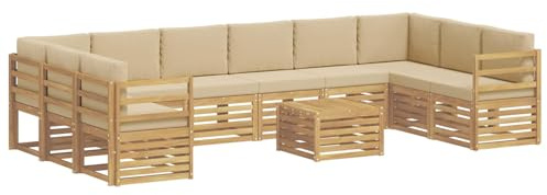vidaXL Outdoor-Sofagarnitur 11 pcs Weiß und Beige 59 x 59 x 37 cm, Gartenlounge, modernes Sofa für draußen, haltbare Terrassenmöbel, Coole Sitzgruppe