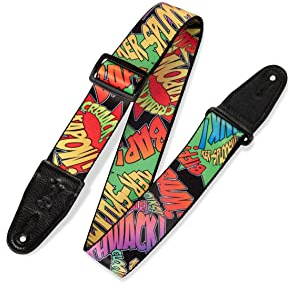 Levy's Leathers Graphic Waves Series Gitarrengurt aus Polyester | Breite 5 cm | Motiv Comic Book Text | (MPD2-036)