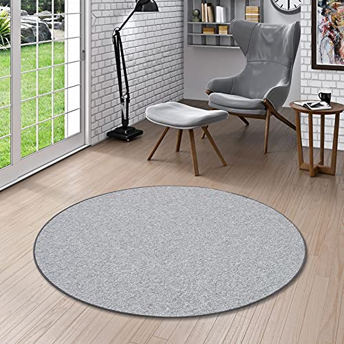 STRONG Feinschlingen Velour Teppich Silbergrau Rund in 7 Größen