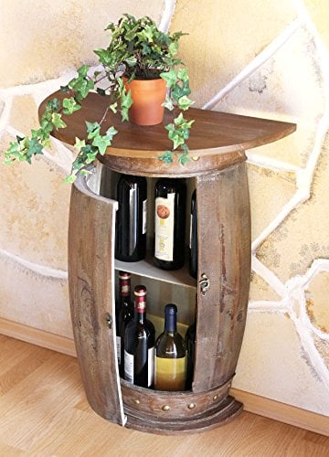 Tavolo a Muro Tavolo Botte 0373-R Marrone Nero Scaffale-Vino Botte 73 cm Tavolino