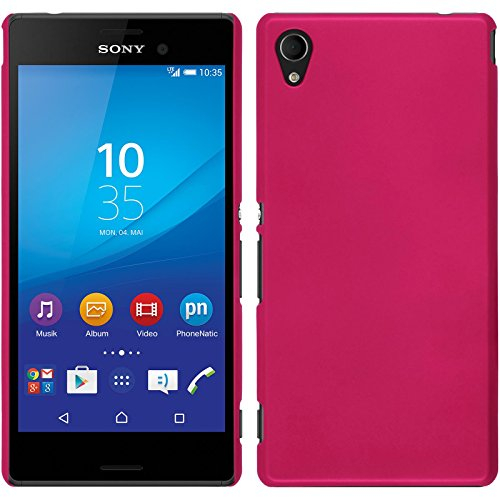 PhoneNatic Case kompatibel mit Sony Xperia M4 Aqua - Hülle pink gummiert Hard-case + 2 Schutzfolien